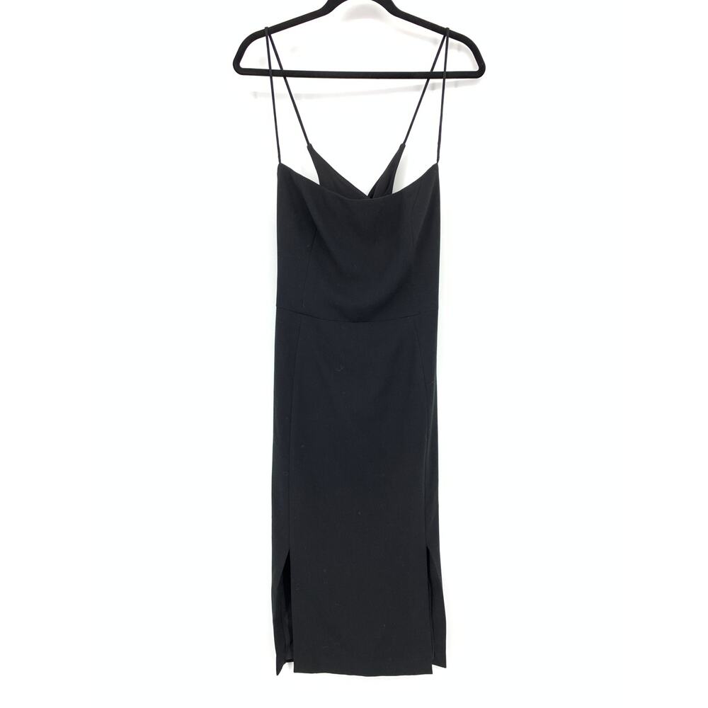 Black Halo Double Split Criss Cross Back Sheath Dress Womens Sz 16 Black